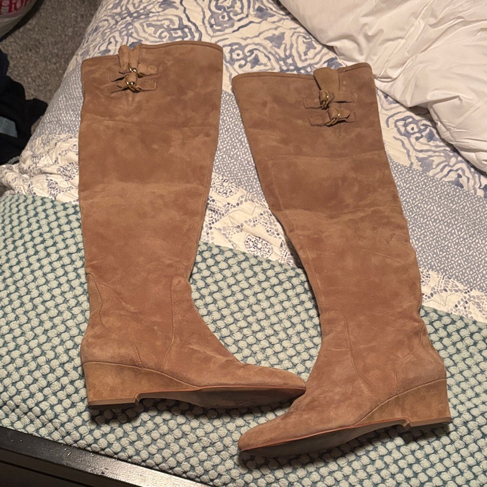 Nine West Camel Suede Over-the-Knee Boots